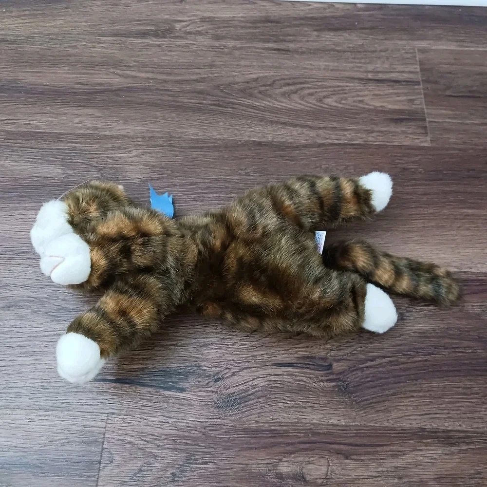 VINTAGE Ty Classic Spice The Cat Plush 1997 Tabby Striped White Paws Blue Bow